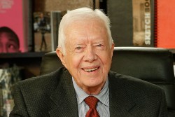 NEW YORK, NY - MARCH 25:  Former US President Jimmy Carter poses for a photo as he promotes his new book "A Call To Action Women, Religion, Violence, And Power" at Barnes & Noble, 5th Avenue on March 25, 2014 in New York City.  (Photo by Jemal Countess/Getty Images)