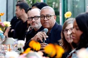 BEVERLY HILLS, CALIFORNIA - JUNE 12: (L-R) Myles O'Connell, Head of Media Partnerships, Meta, Alex Sanger, EVP, Global Digital Marketing, Universal Pictures, Dwight Caines, President, Domestic Marketing, Universal Pictures, Cynthia Littleton, Co-Editor-in-Chief, Variety, and Kimberly K. Wilson, SVP, Marketing, BET attend Variety + Meta Innovators Dinner at Gucci Osteria da Massimo Bottura on June 12, 2024 in Beverly Hills, California.  (Photo by Emma McIntyre/Variety via Getty Images)