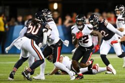 CANTON, OHIO - AUGUST 01: Cam Akers #22 of the Houston Texans carries the ball during the first half of the 2024 Pro Football Hall of Fame Game against the Chicago Bears at Tom Benson Hall Of Fame Stadium on August 01, 2024 in Canton, Ohio. (Photo by Nick Cammett/Getty Images)