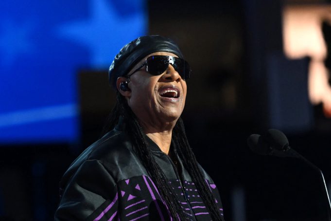 US musician Stevie Wonder speaks on the third day of the Democratic National Convention (DNC) at the United Center in Chicago, Illinois, on August 21, 2024. Vice President Kamala Harris will formally accept the party's nomination for president at the DNC which runs from August 19-22 in Chicago. (Photo by ANDREW CABALLERO-REYNOLDS / AFP) (Photo by ANDREW CABALLERO-REYNOLDS/AFP via Getty Images)