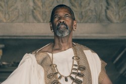 Denzel Washington plays Macrinus in Gladiator II from Paramount Pictures.