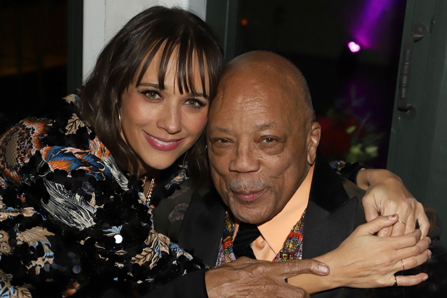 WEST HOLLYWOOD, CALIFORNIA - FEBRUARY 22:  Rashida Jones and Quincy Jones attend Common's 5th Annual Toast to the Arts  at Ysabel on February 22, 2019 in West Hollywood, California. (Photo by Arnold Turner/Getty Images for  Freedom Road Productions)