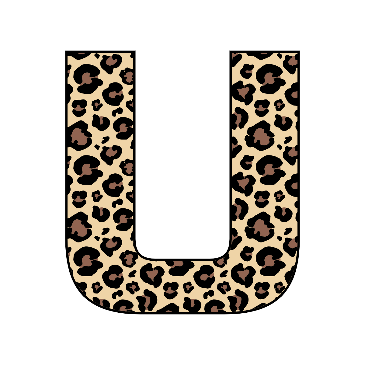 Free printable leopard letter U. serif printable leopard, number printable alphabet patterns print download svg, png, pdf, jpg pattern