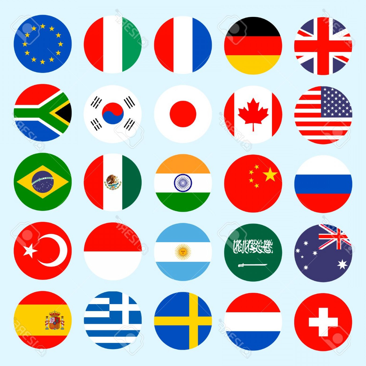 Round National Flags World Countries Flag Circles Vector Image Images