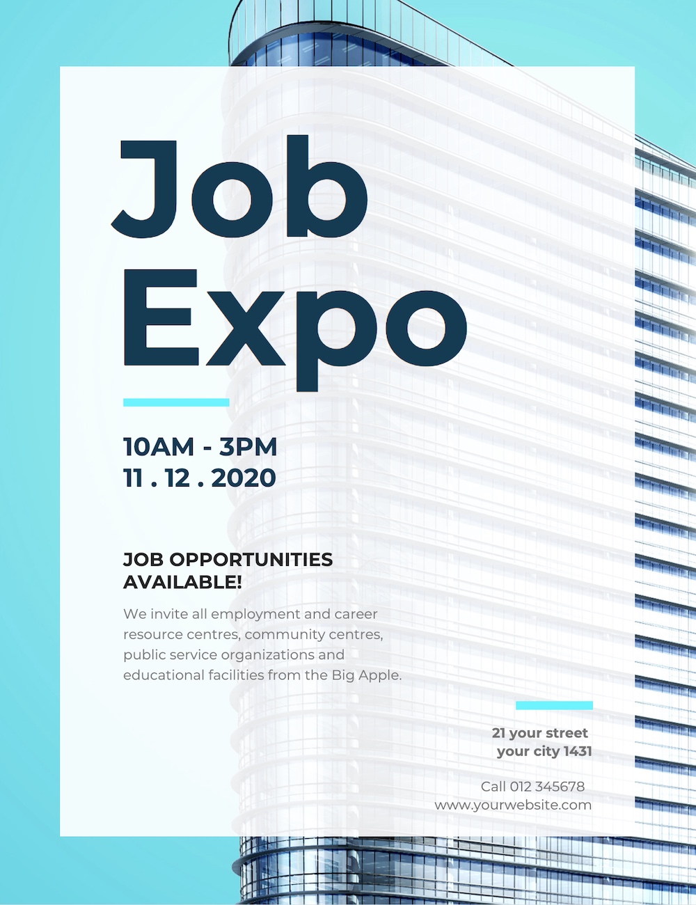 Blue Job Expo Event Poster Idea