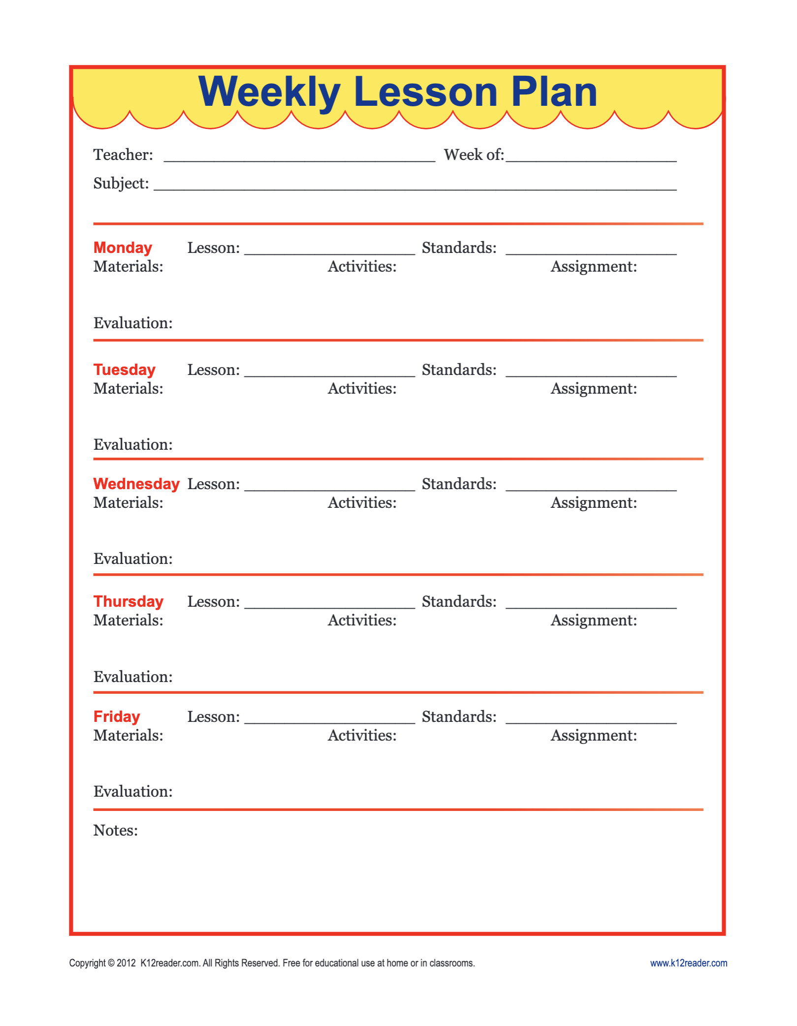 Goodnotes Lesson Plan Template Free