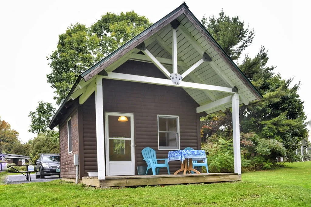 The Camel's Hump camping cab in a available for rent in Grand Isle State Park, Vermont.