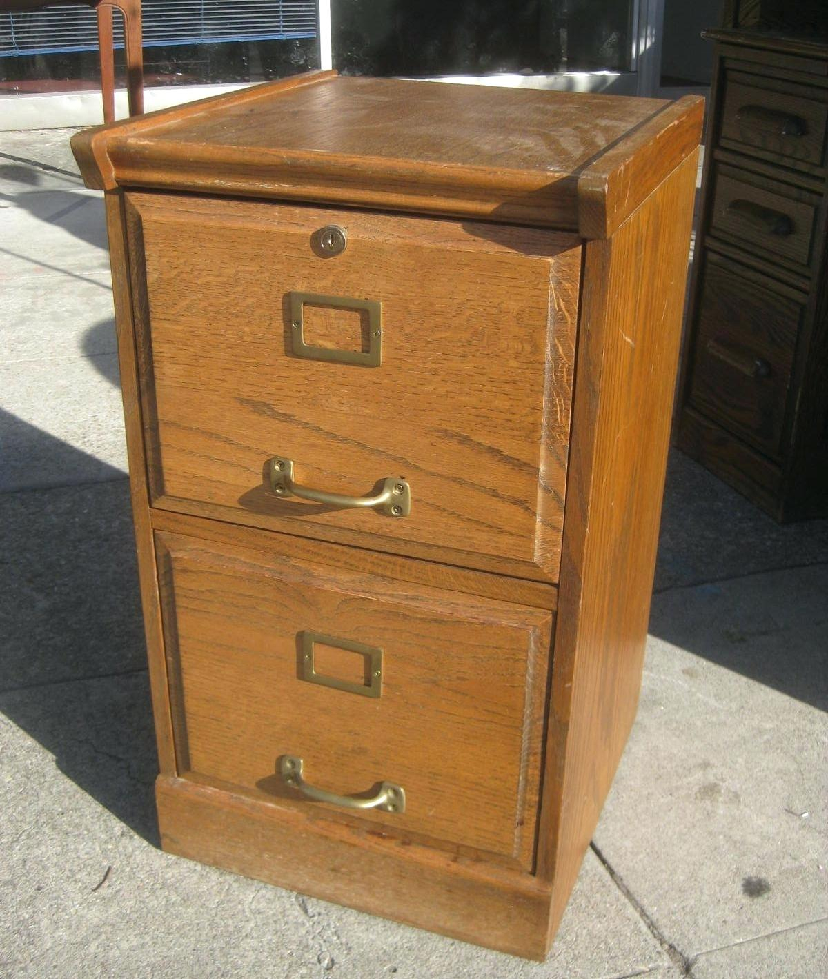 Two Drawer Wood File Cabinet With Lock