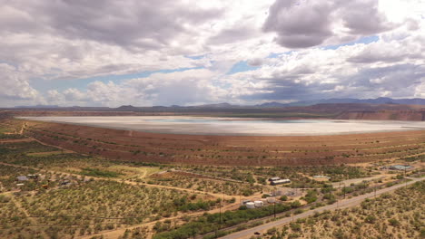 Mine-tailings-near-Green-Valley-in-Southern-Arizona,-aerial-drone-view