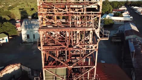 Beautiful-old-rusty-mine-shaft-in-the-middle-of-an-old-mining-town-in-Namibia-called-Tsumeb