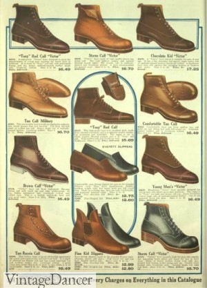 1910s Edwardian men's Boots and Shoes 1918