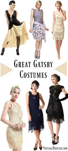 Great Gatsby costumes, Gatsby costumes & Gatsby Dresses for women inspired by Daisy. Roaring 20s women's costumes from cheap to luxury. Find them at VintageDancer