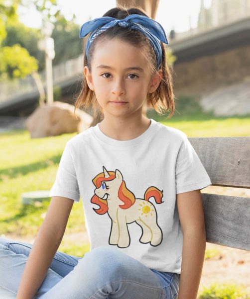 Kids graphic tees peach unicorn