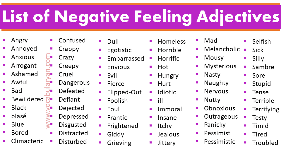 100+ List of Words Negative Feeling Adjective – VocabularyAN