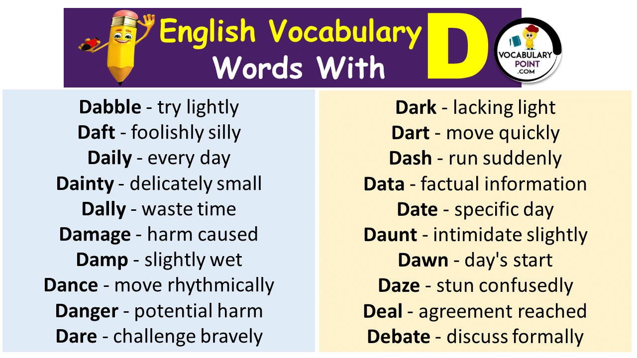 Vocabulary Words with D (Positive & Negative) - Vocabulary Point