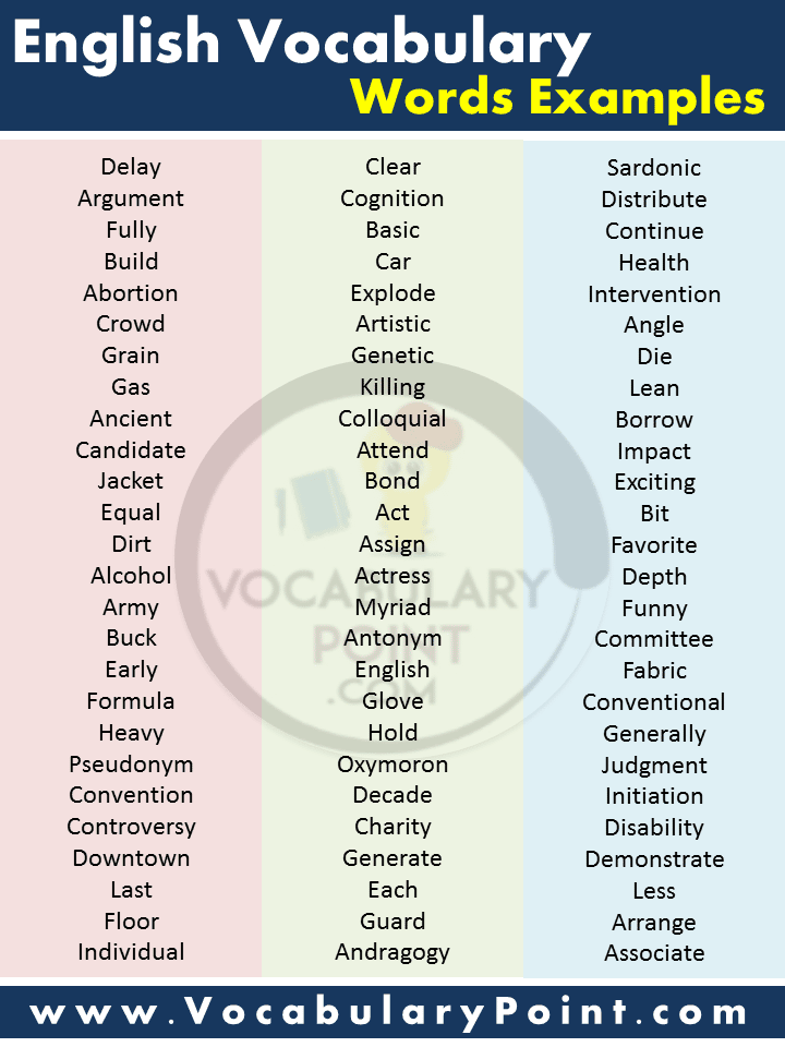 English Vocabulary Words Examples - Vocabulary Point