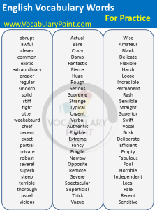 English Vocabulary Words For Practice - Vocabulary Point