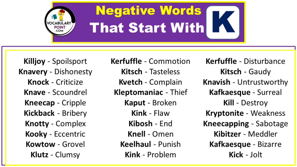 250+ Negative Words That Start With K - Vocabulary Point