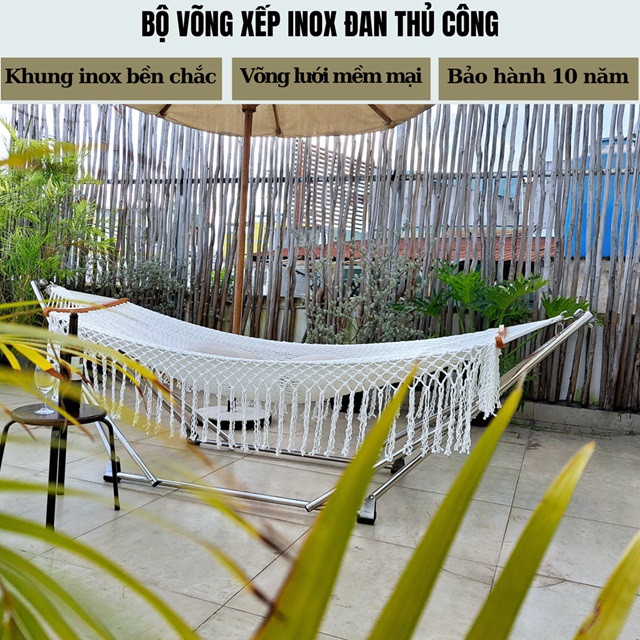 bộ võng inox lưới đan thủ công