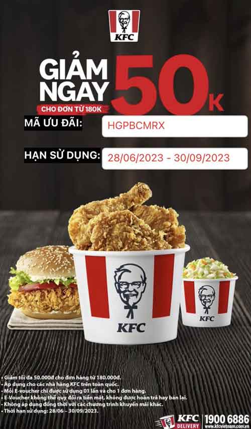 Voucher Kfc, Mã Giảm Giá Kfc, Gà Rán Kfc Khuyến Mãi 30K, 50K