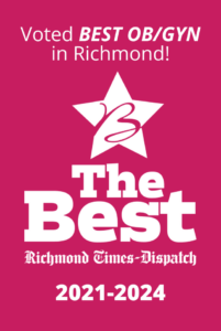 Voted BEST OBGYN in Richmond 2021-2024 Richmond Times Dispatch white 