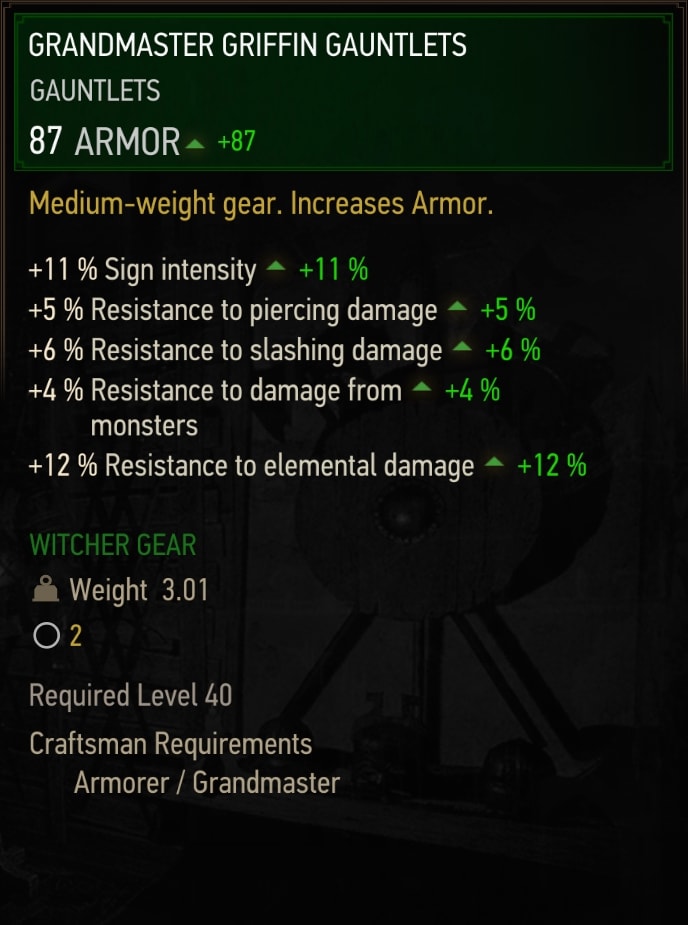 Grandmaster Griffin Gauntlets Stats