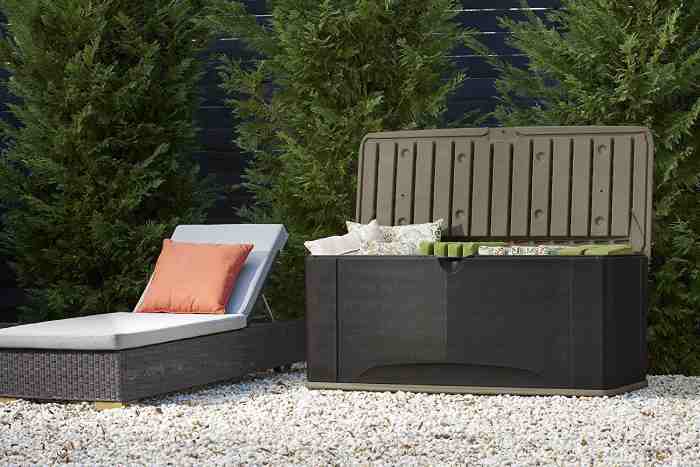 rubber large deck box for garden 