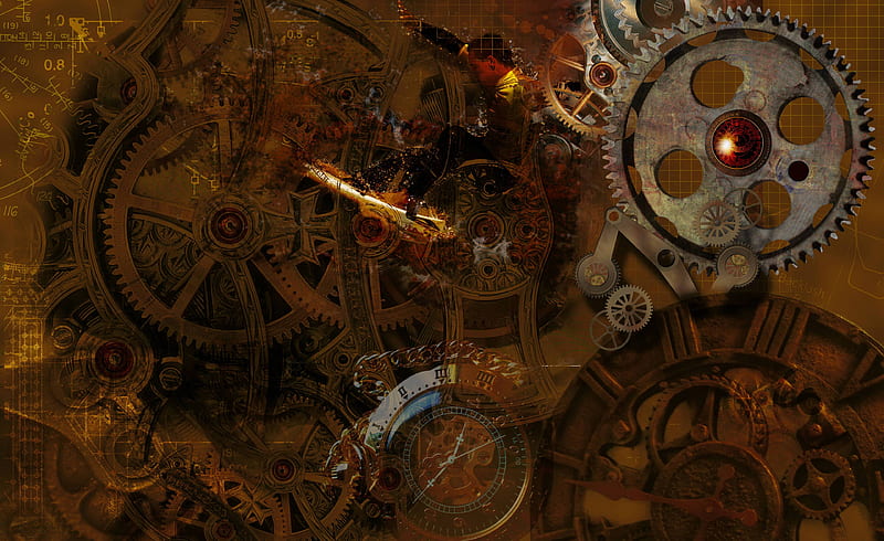 Steampunk Gears Frame Background for Powerpoint Templates - PPT Background, HD wallpaper