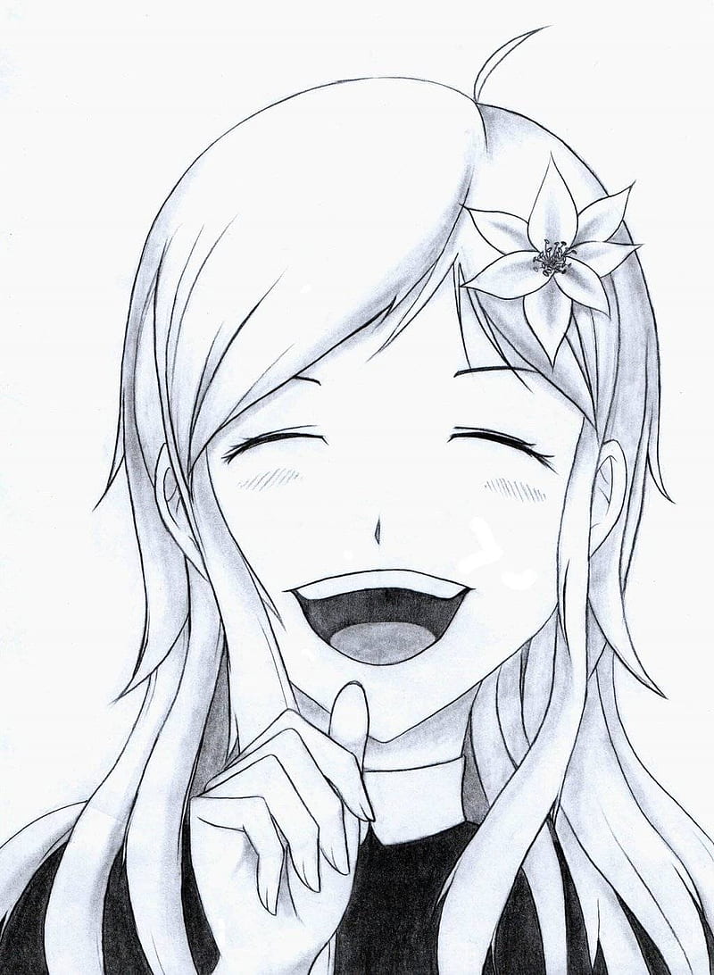 Anime Girl Laughing Drawing