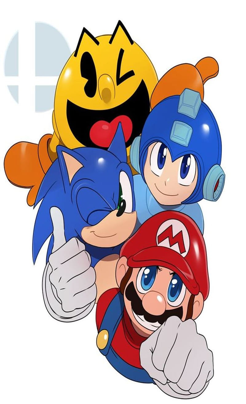 Game, mario bros, megaman, sonic, pacman, adventure, entertainment, drawing, HD phone wallpaper