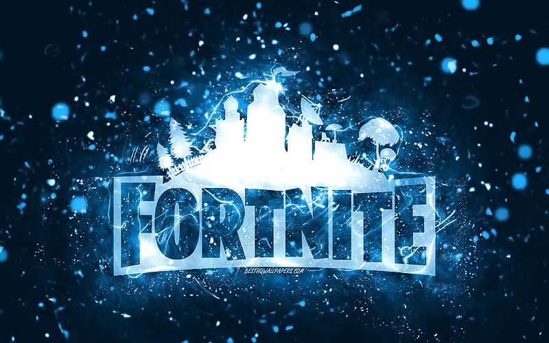 Fortnite blue logo blue neon lights, creative, blue abstract background ...