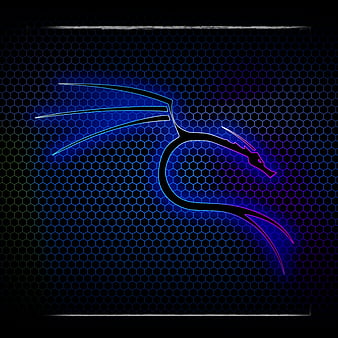 kali linux, electric blue, computer, neon, cyberpunk, dragon, HD phone wallpaper