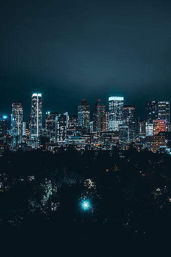 Buildings, skyscrapers, lights, river, night, HD wallpaper | Peakpx