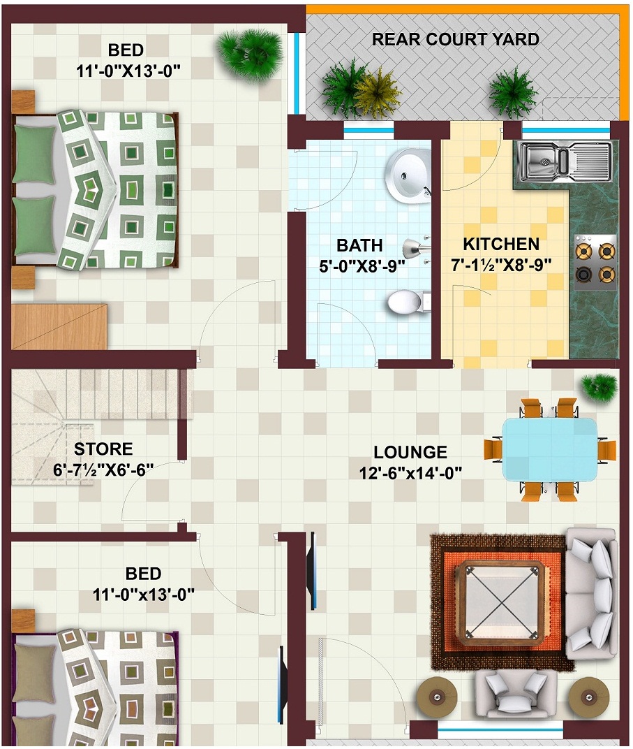 5 Marla House Map