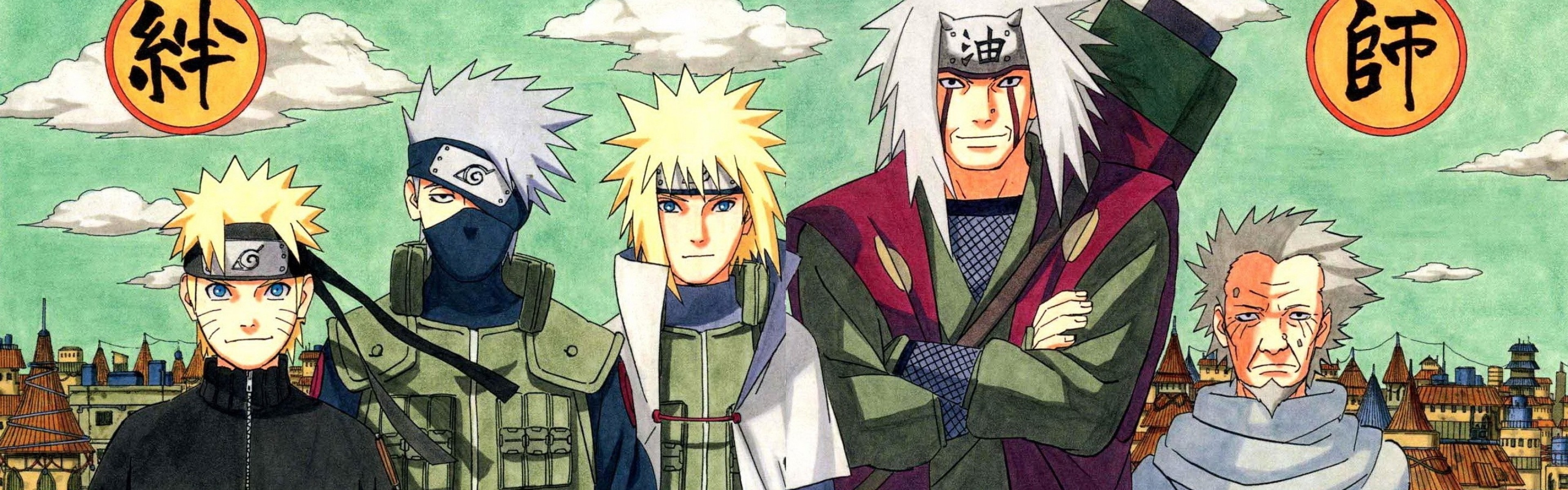 Wallpaper naruto, naruto shippuden, yondaime, namikaze minato, sarutobi hiruzen, kakashi