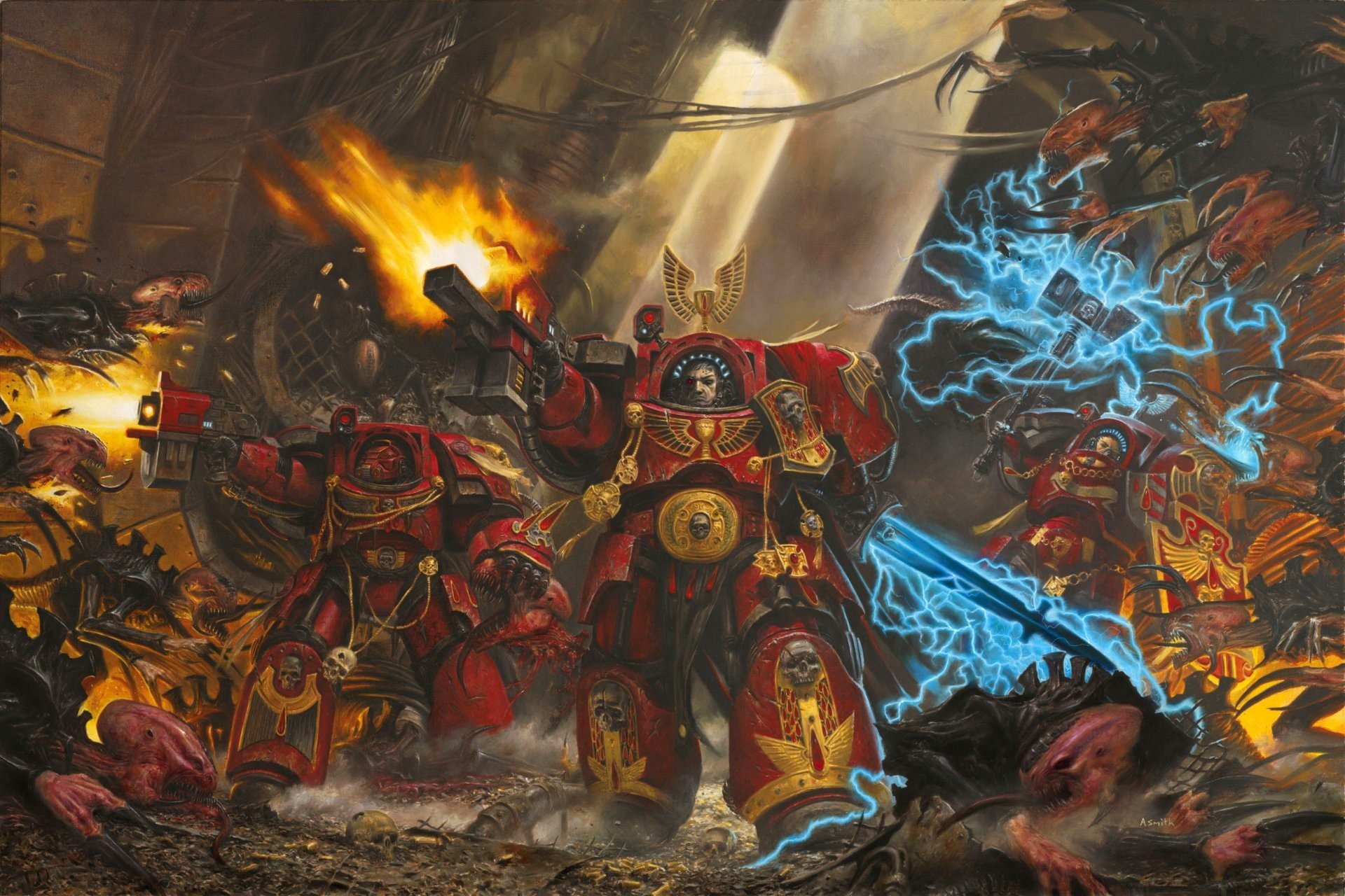 Adrian smith spacehulk warhammer 40k space marines bloody angels blood angels armour terminators tyranids genestealers bolter