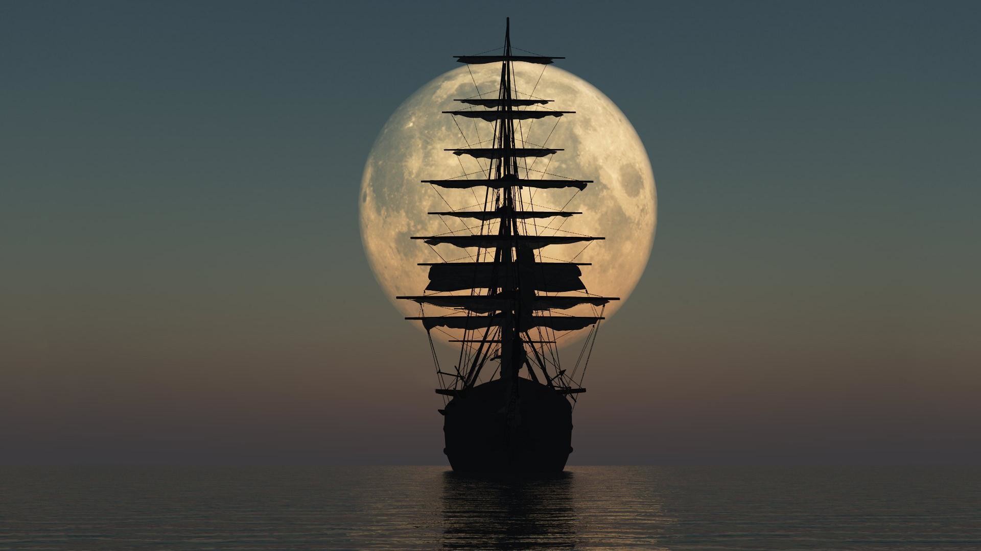 Pirate Ship Silhouette HD Wallpaper FullHDWpp – Full HD