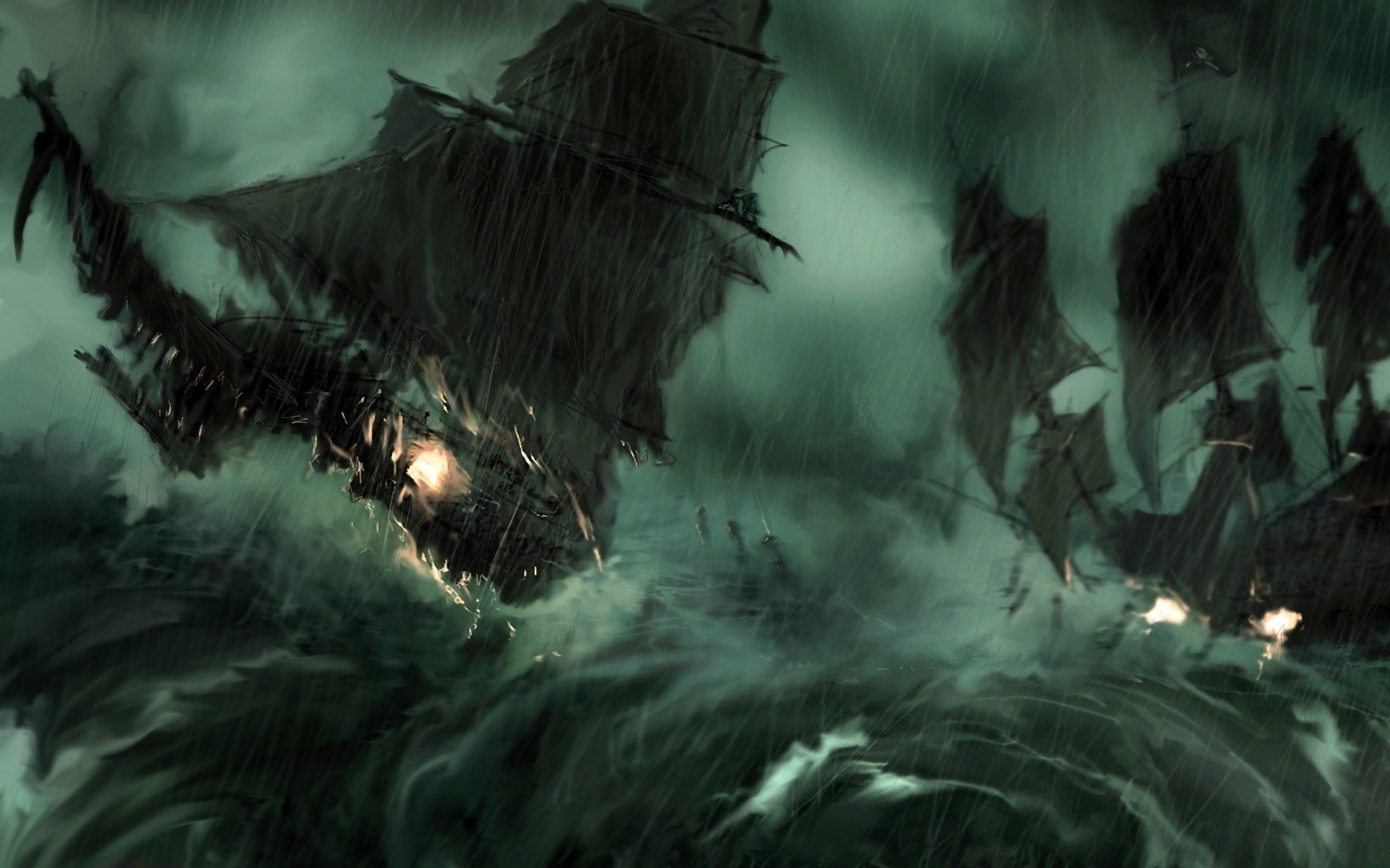 Paintings rain pirate ship storm pirates of the caribbean artwork