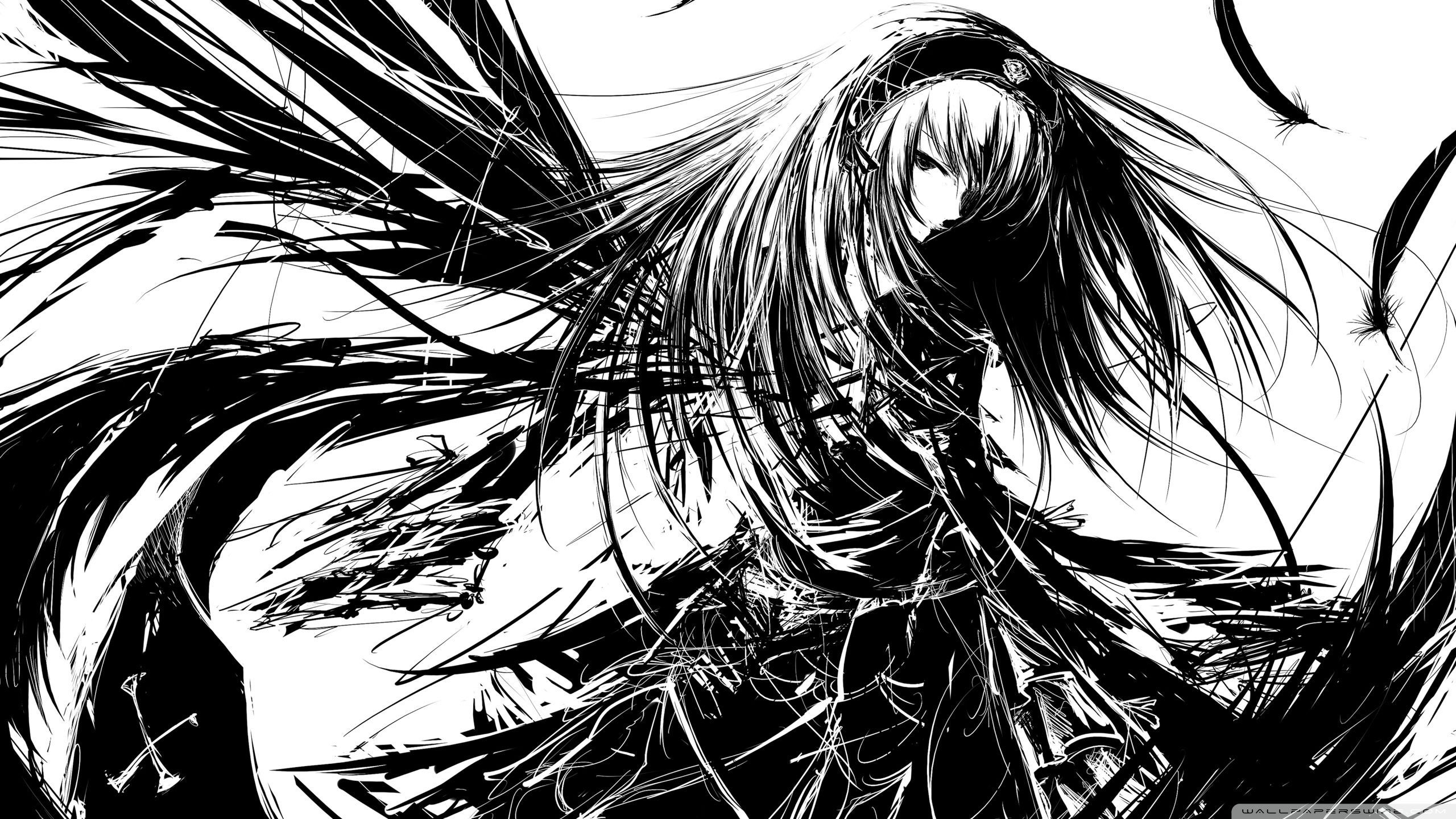 Anime girl wallpaper black and white  HD Mobile Walls