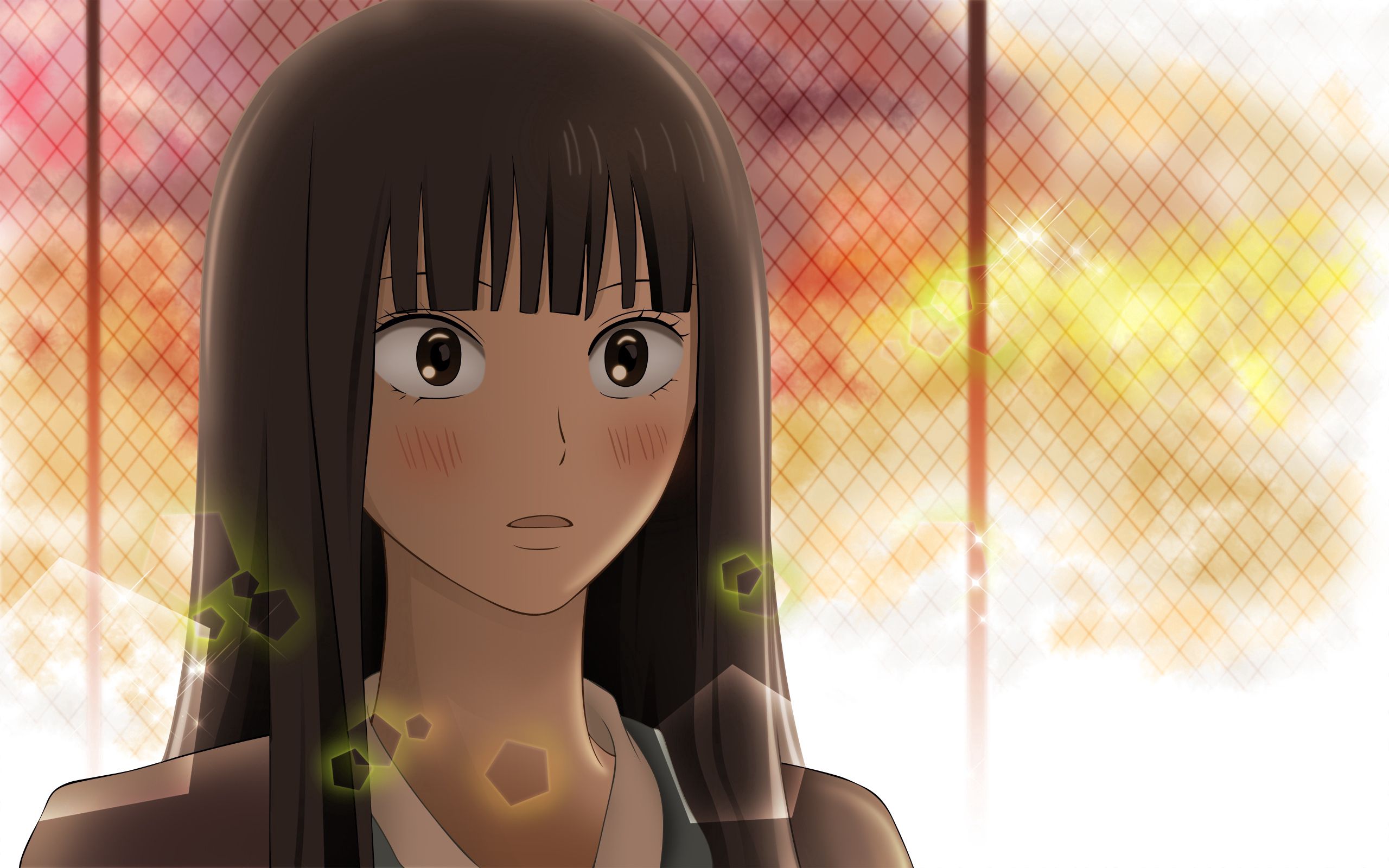 anime, sunset, girl, surprise, astonishment