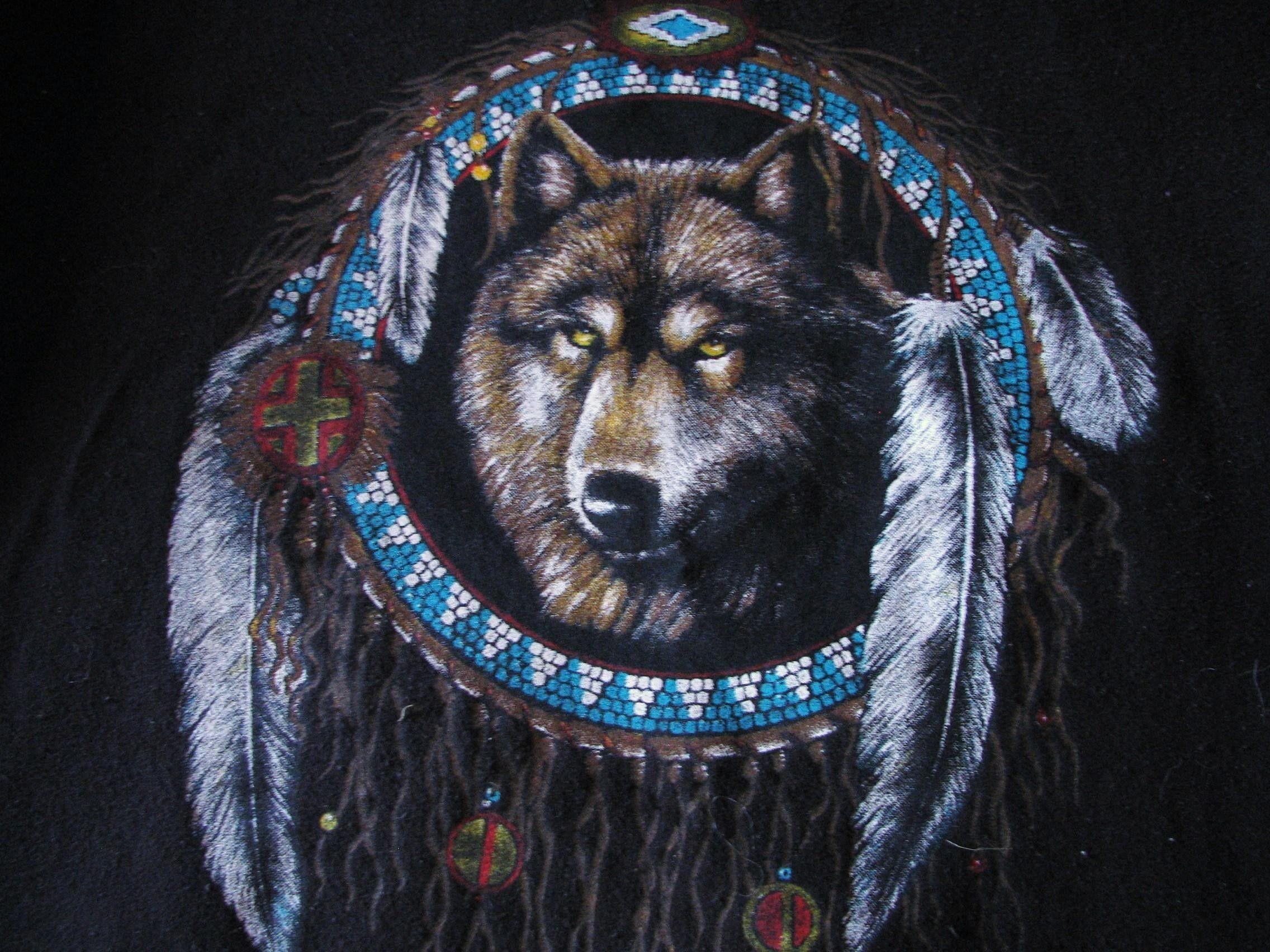 Native American Wolf Art Wallpaper