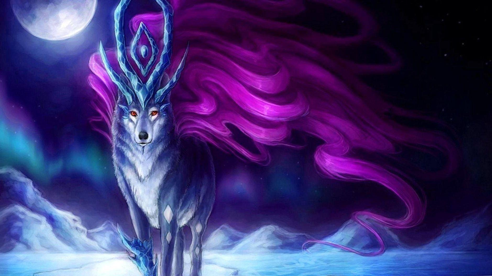 Purple Spirit Wolf With Wings Customize your avatar with the purple ...