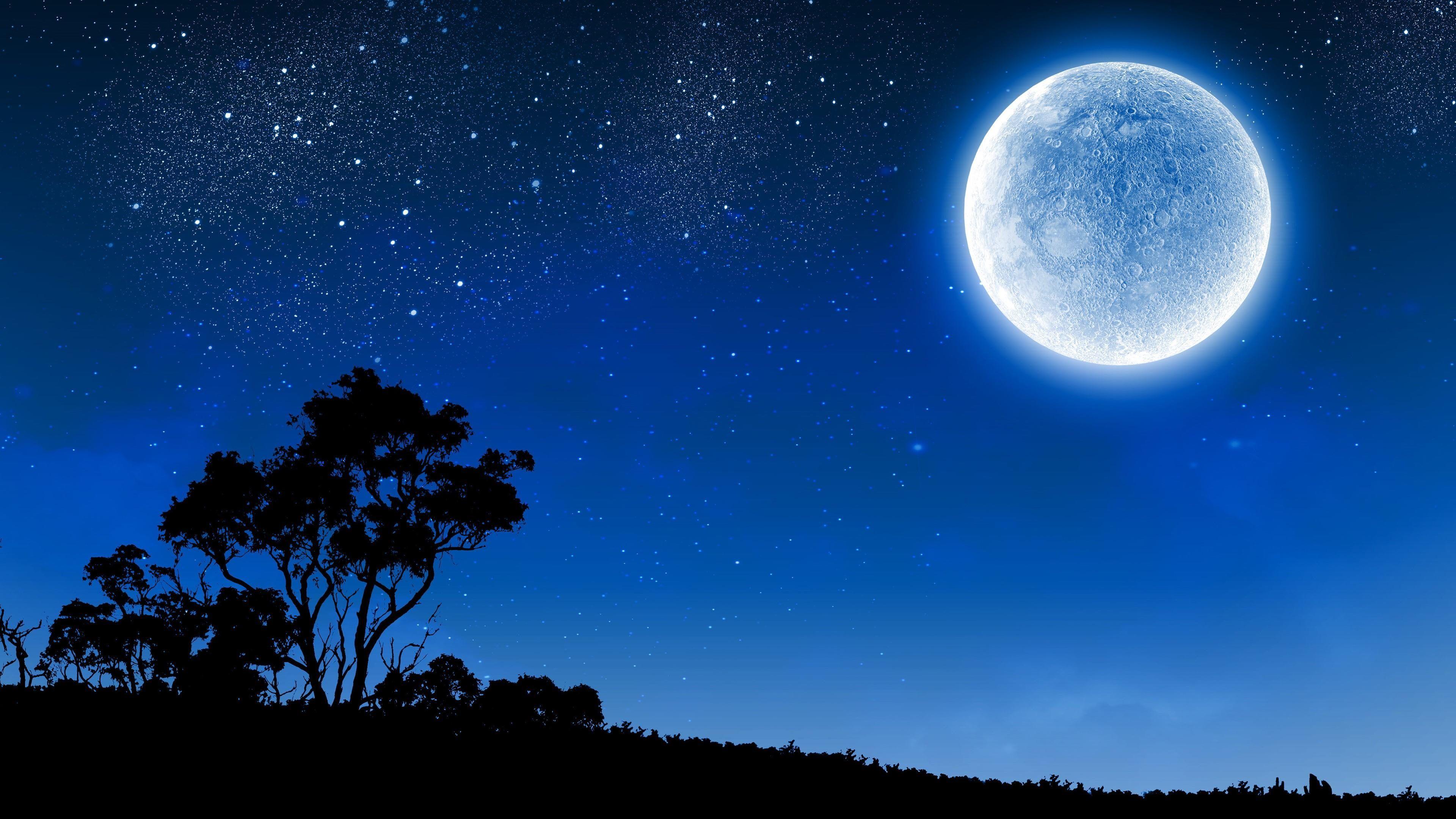 Night Sky With Moon Wallpaper