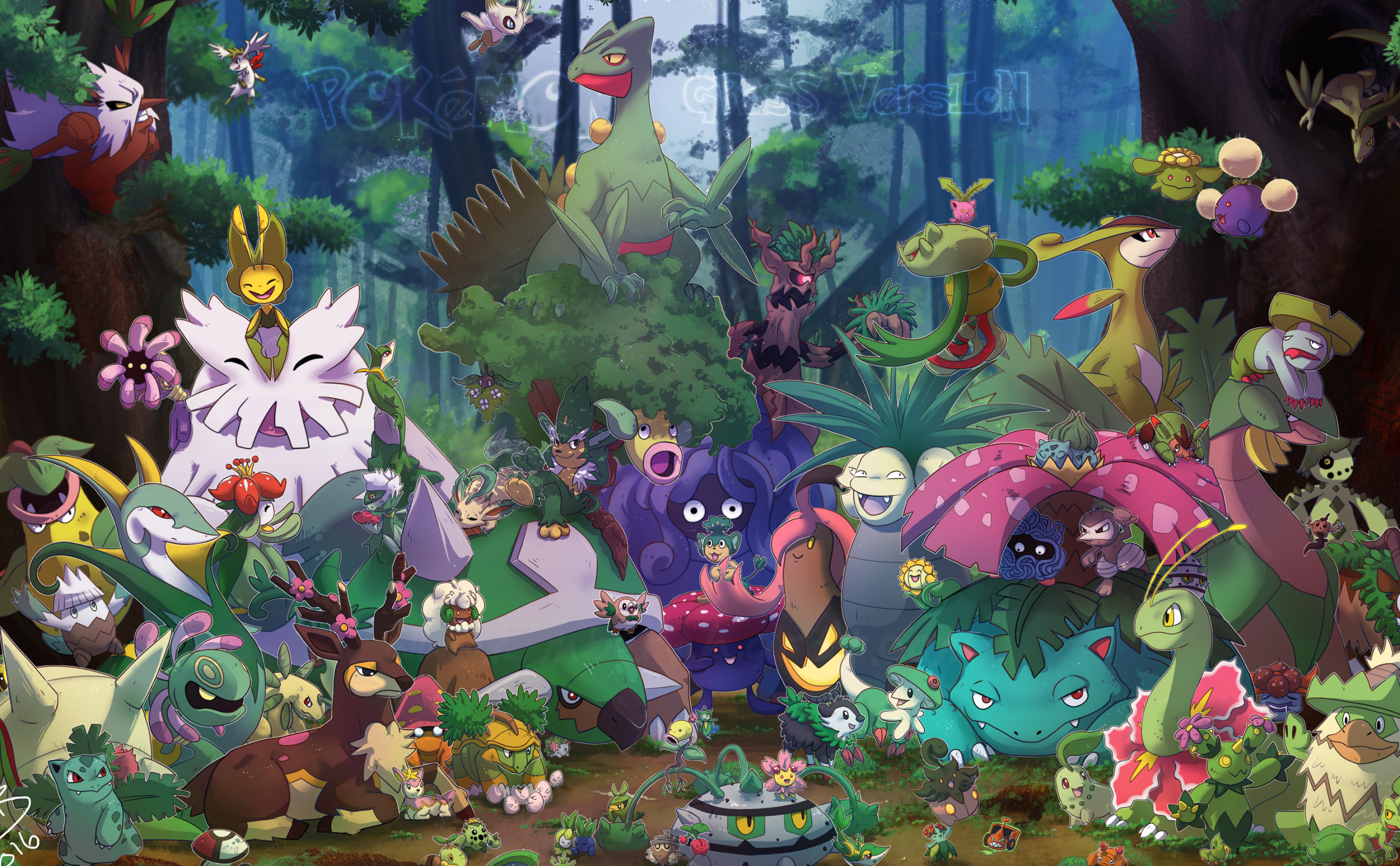 Pokmon fan art, Grass Pokmon, Creative interpretations, Fan love, 3000x1860 HD Desktop