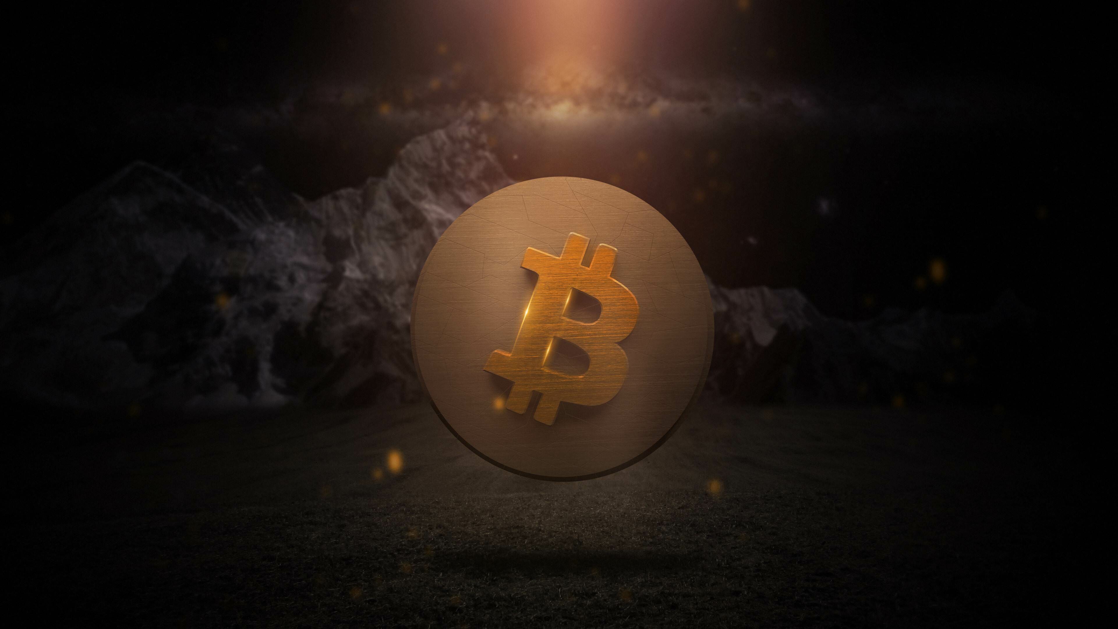 Bitcoin wallpaper 4K, Digital currency, Cryptocurrency, Futuristic design, 3840x2160 4K Desktop