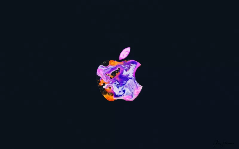 Apple logo, iPhone 12, Liquid art, Black background