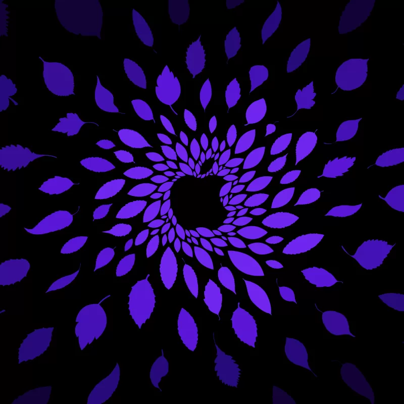 Apple logo, Violet, Leaves, Abstract, Dark background