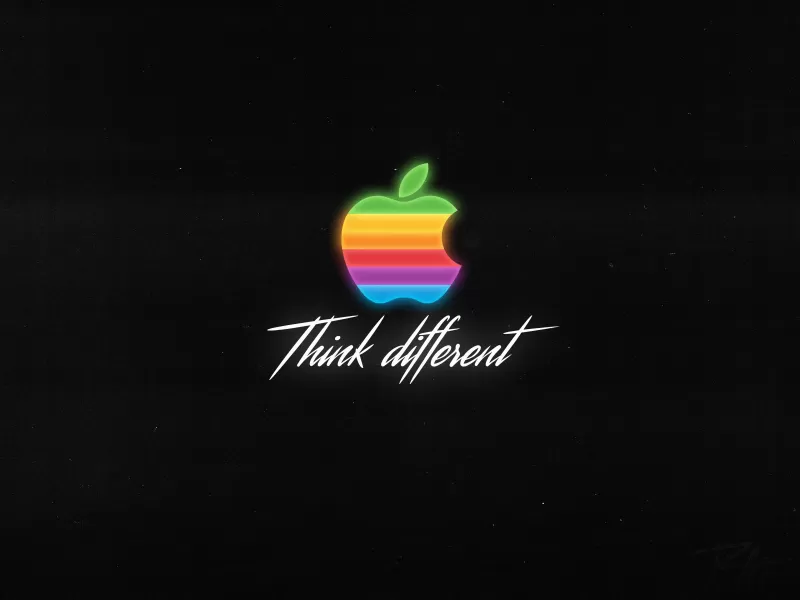 Apple logo, Colorful, Think different, Black background