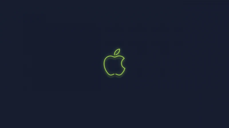 Green Apple logo, Neon sign, Dark background, Glowing, 5K wallpaper