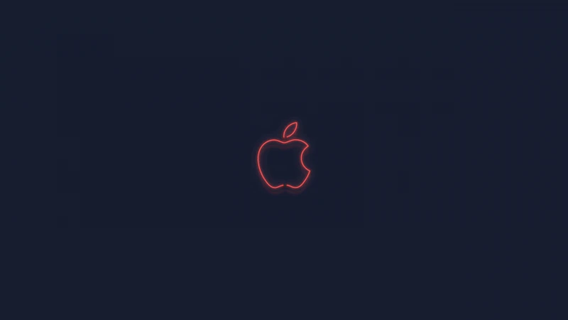 Red, Apple logo, Neon sign, Dark background, Glowing, 5K wallpaper